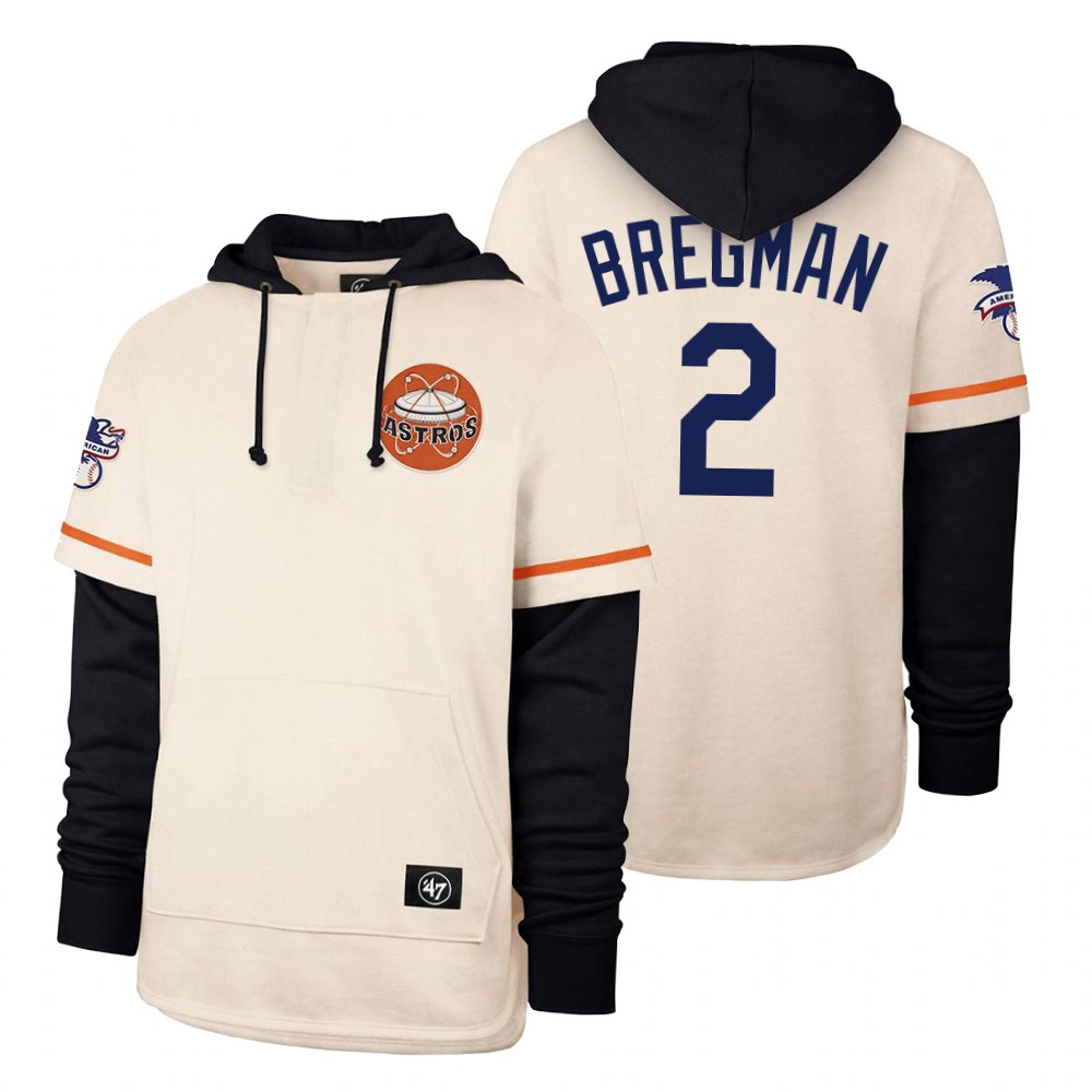 Men Houston Astros #2 Bregman Cream 2021 Pullover Hoodie MLB Jersey->customized mlb jersey->Custom Jersey